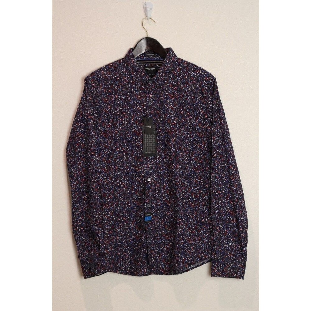 Denim & Flower ricky singh mens shirt Large Button Down multi color micro floral